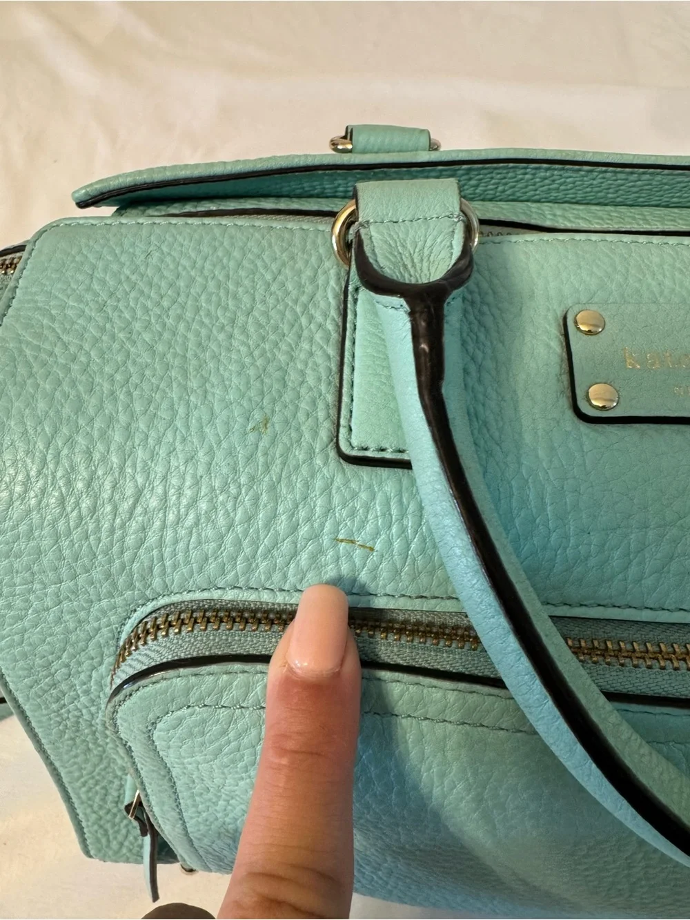 kate spade - Robins egg blue pebble leather shoulder bag with detachable strap